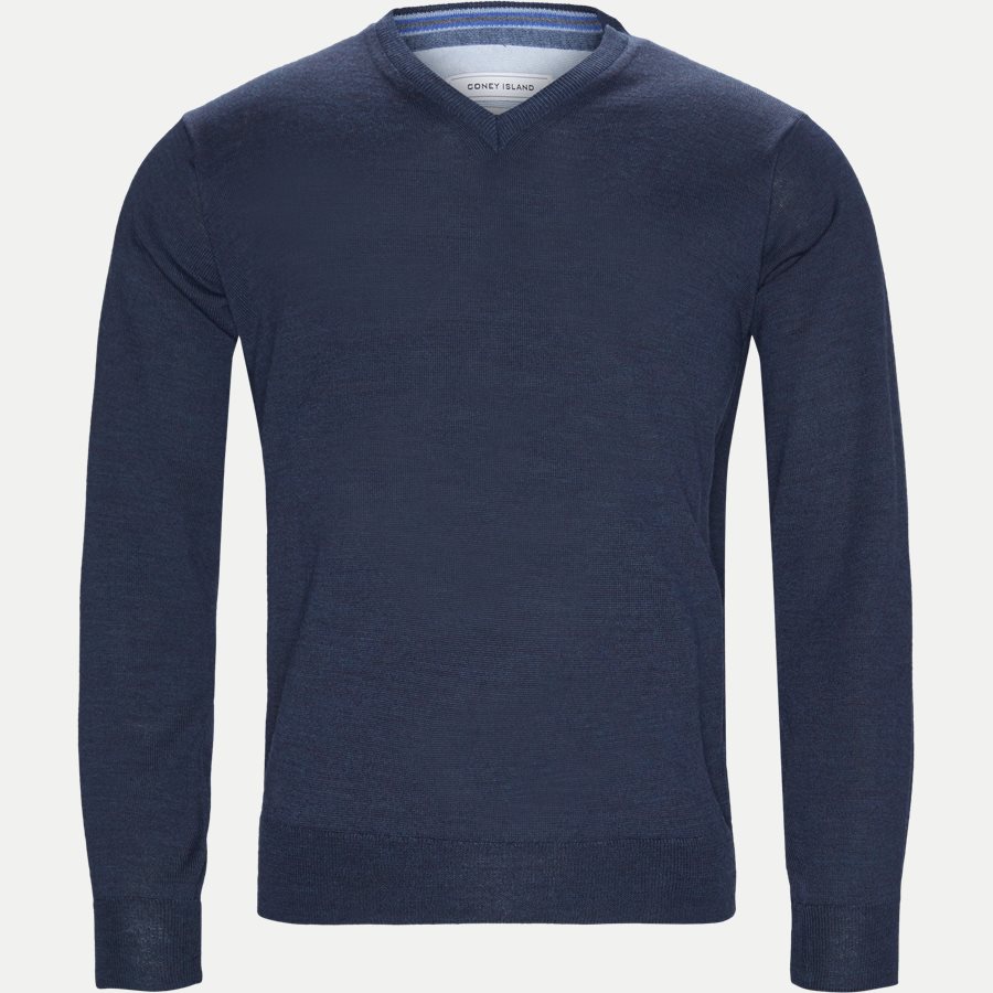 SMARALDA - Smaralda V-Neck Striktrøje - Strik - Regular - NAVY MEL - 1